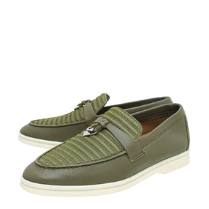 Loro Piana Olive Leaf Summer Charm Embroidered Walk Loafer 36