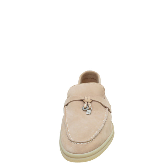Loro Piana Pink Sand Summer Charms Moccasin 38