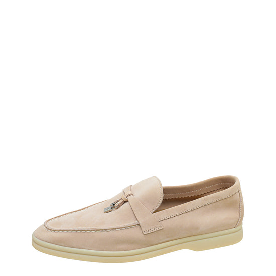Loro Piana Pink Sand Summer Charms Moccasin 38