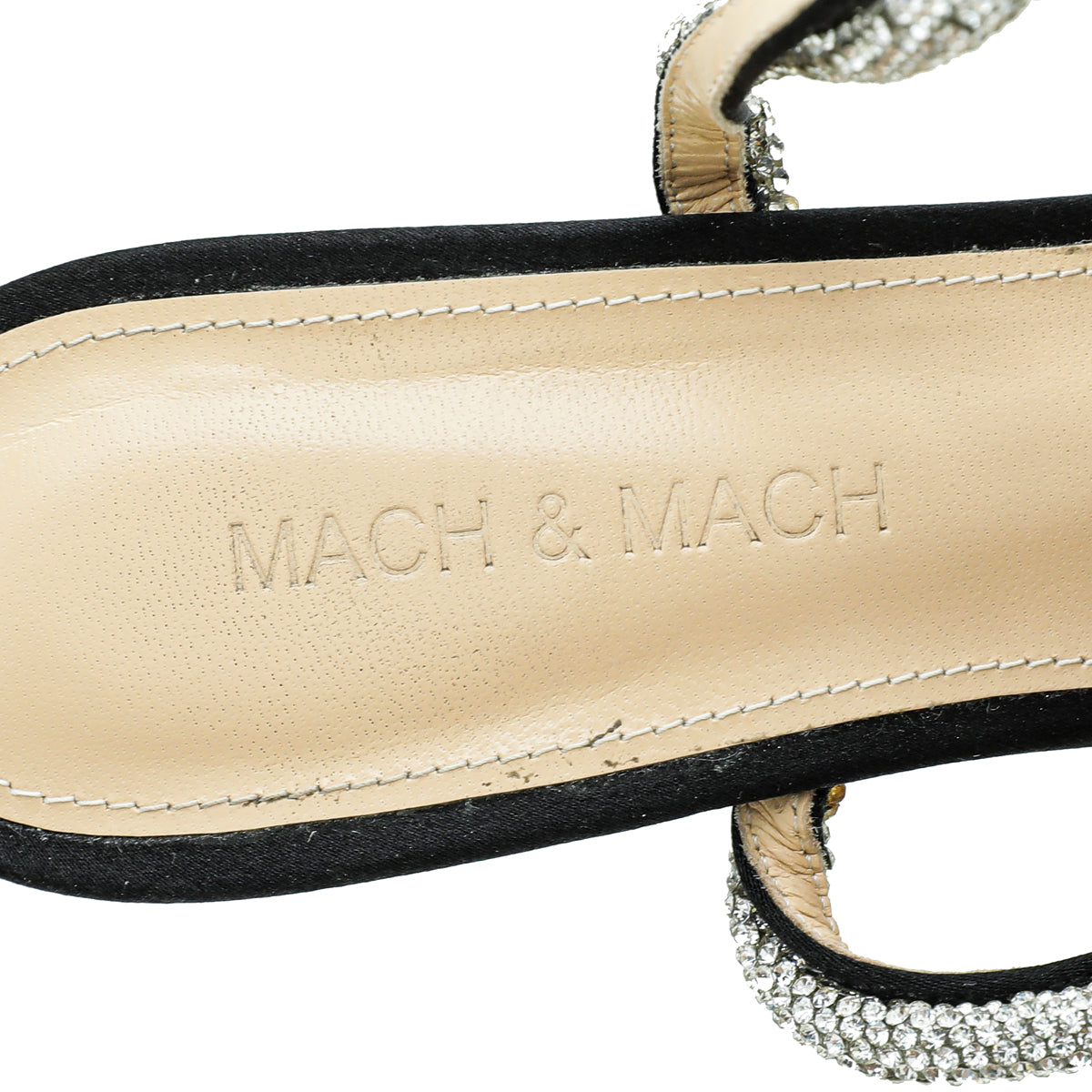 Mach & Mach Black Satin Crystal Bow Ankle Strap Pumps 37