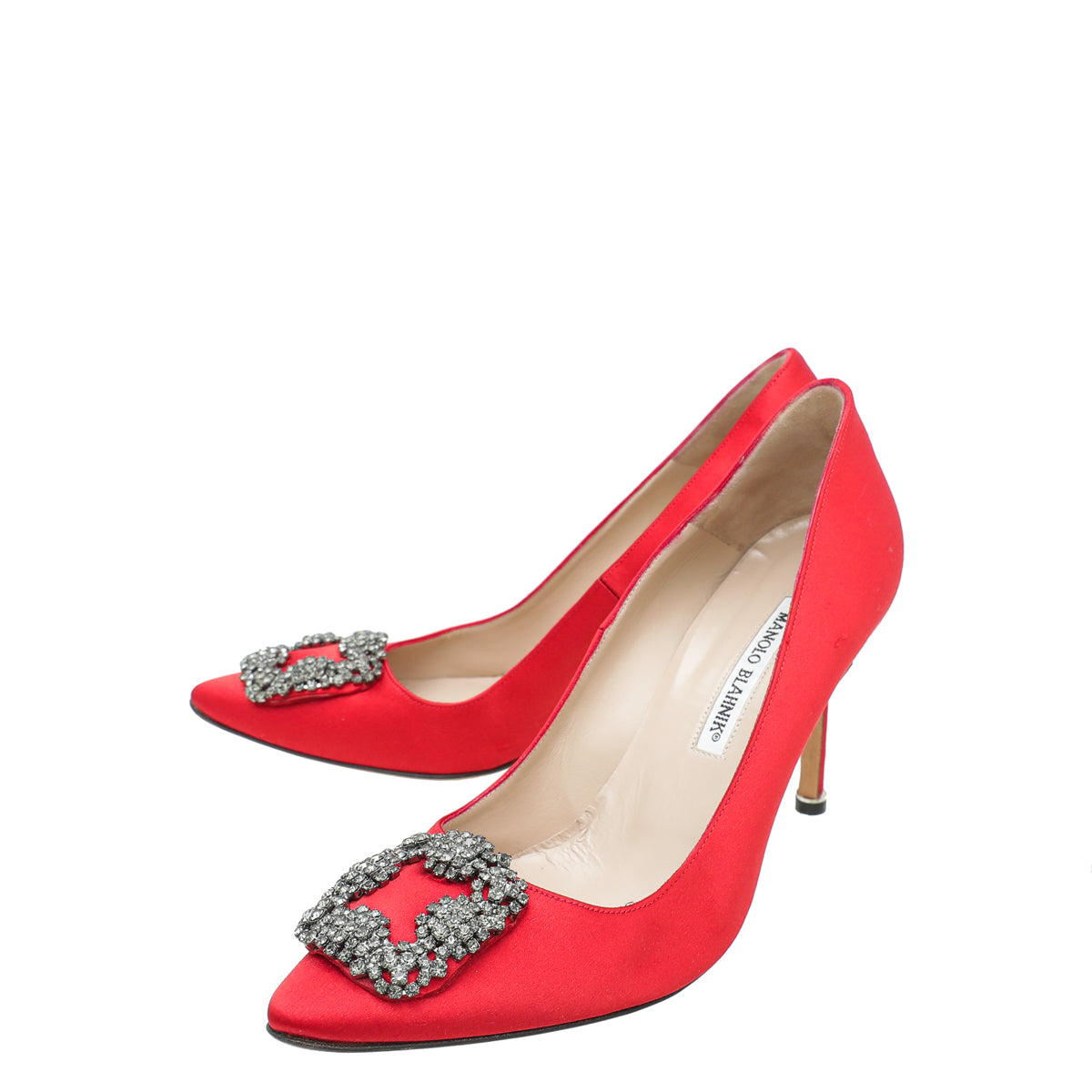 Manolo Blahnik Red Satin Hangisi Pumps 39-Manolo Blahnik-THE CLOSET
