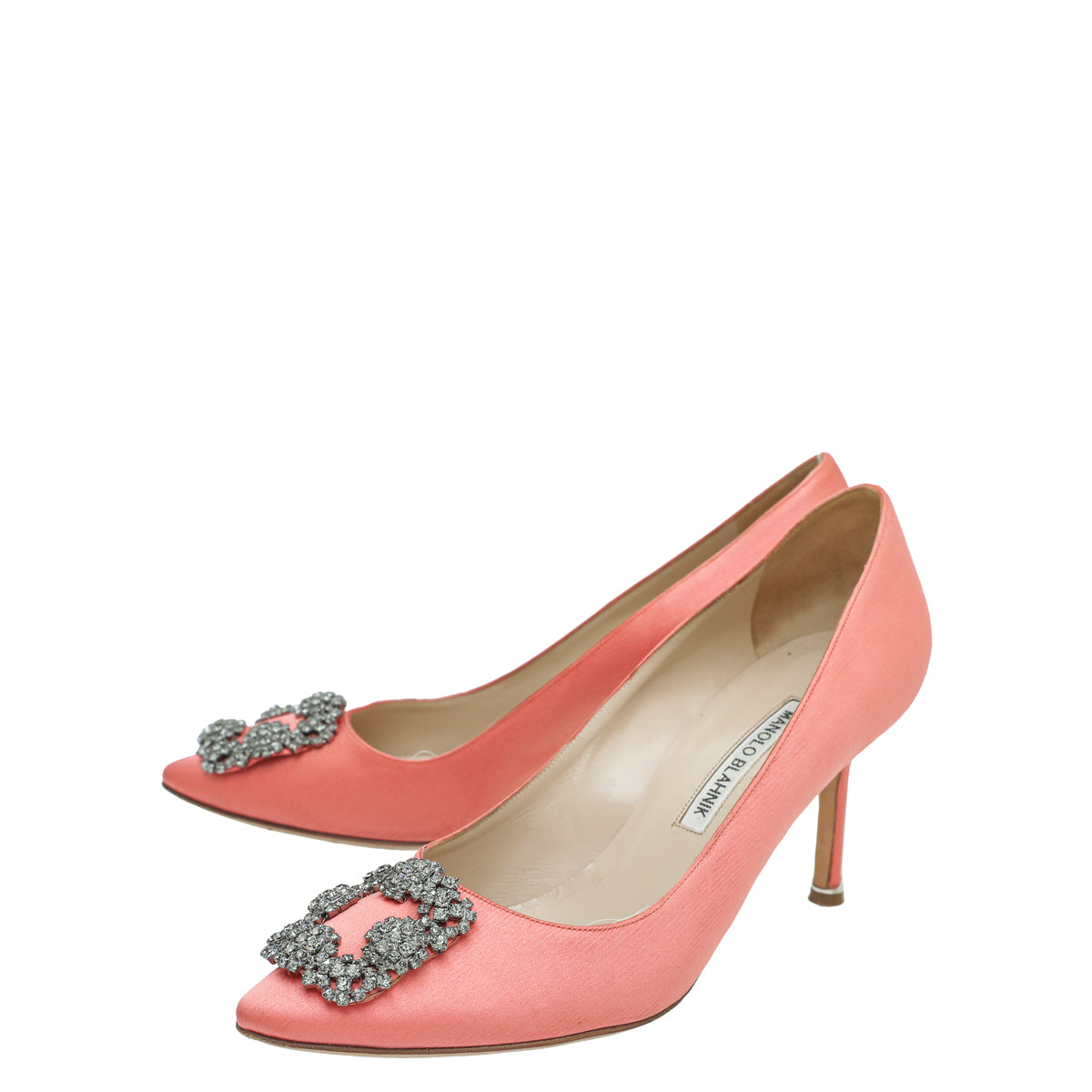 Manolo Blahnik Peach Satin Hangisi Pump 38-Manolo Blahnik-THE CLOSET