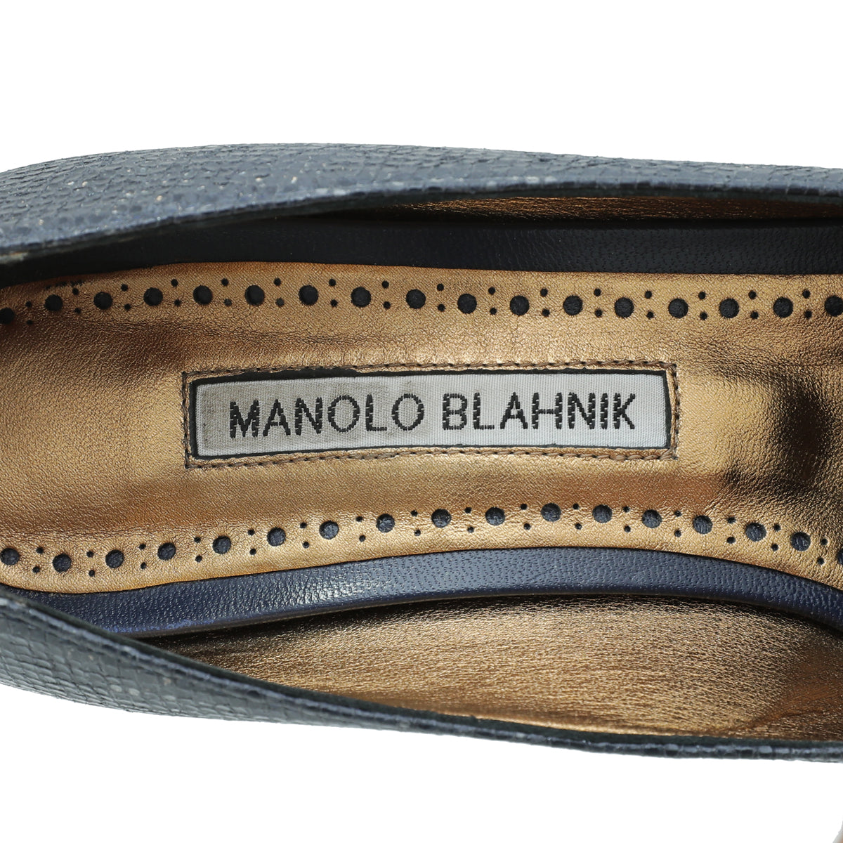 Manolo Blahnik Navy Hangisi Pumps 37