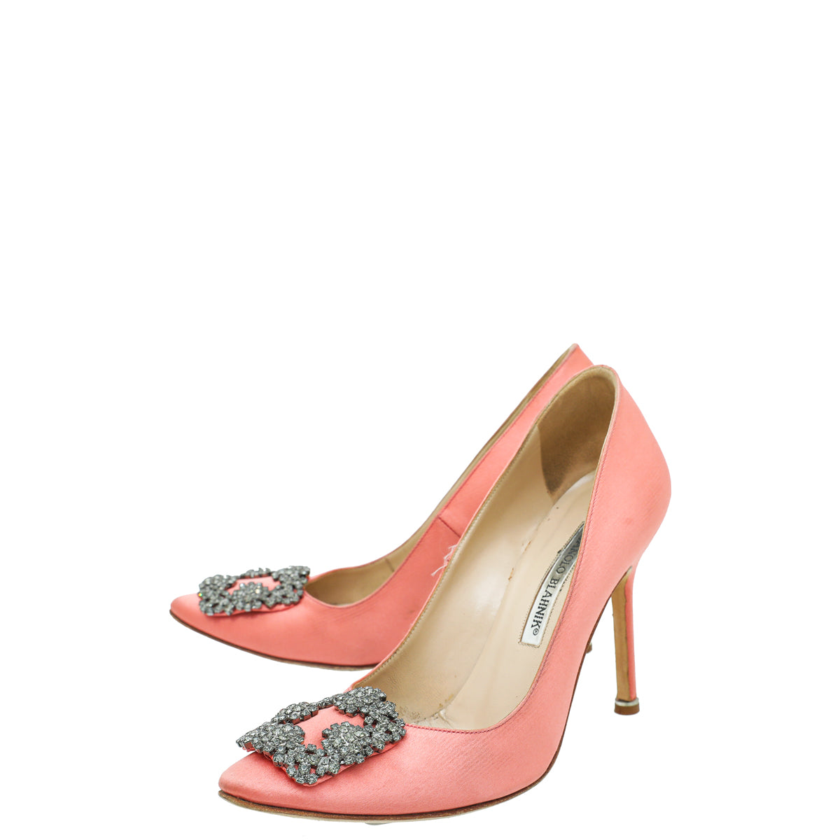 Manolo Blahnik Coral Satin Hangisi Pumps 37-Manolo Blahnik-THE CLOSET