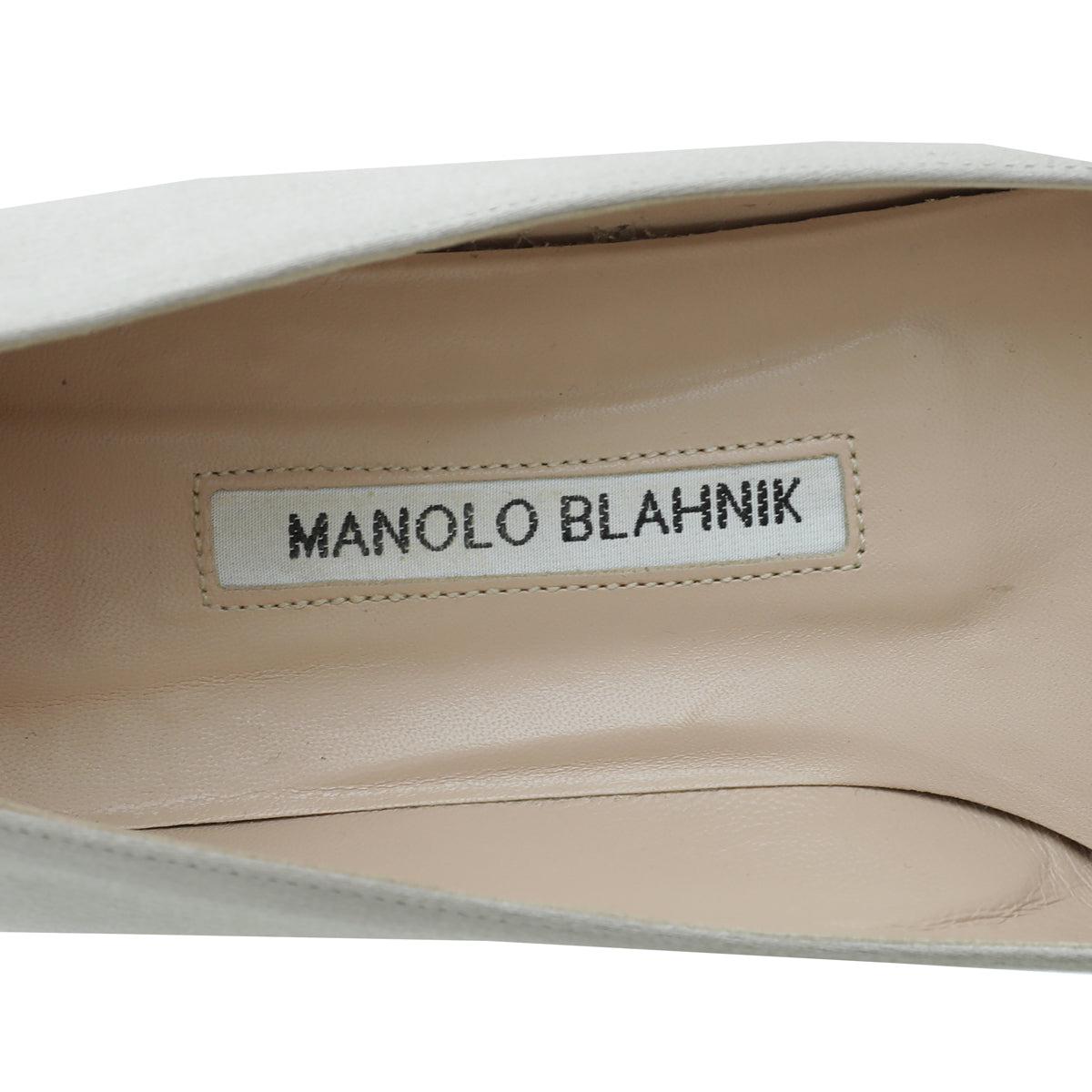 Load image into Gallery viewer, Manolo Blahnik Light Grey Satin Hangisi Flat Ballerina 39
