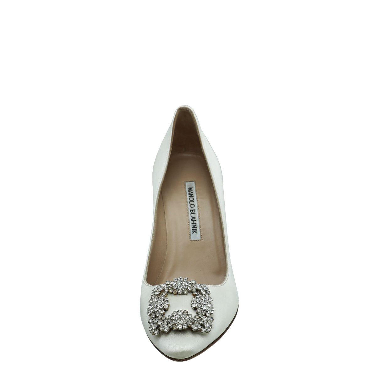Manolo Blahnik White Satin Hangisi Pump 37.5-Manolo Blahnik-THE CLOSET