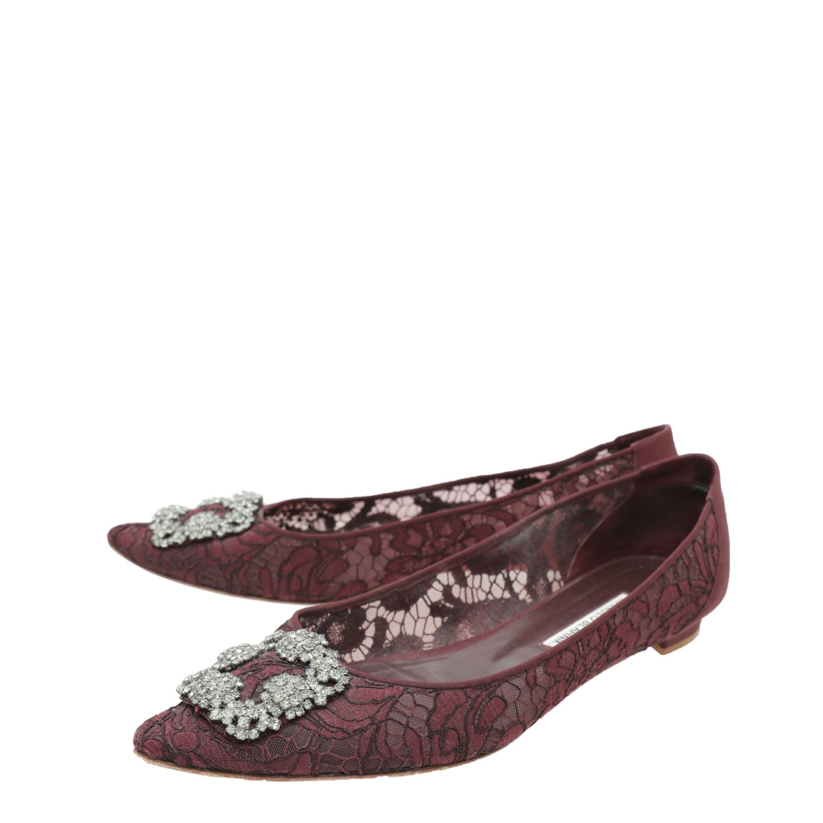 Manolo Blahnik Burgundy Hangisi Lace Flat Ballerina 41-Manolo Blahnik-THE CLOSET