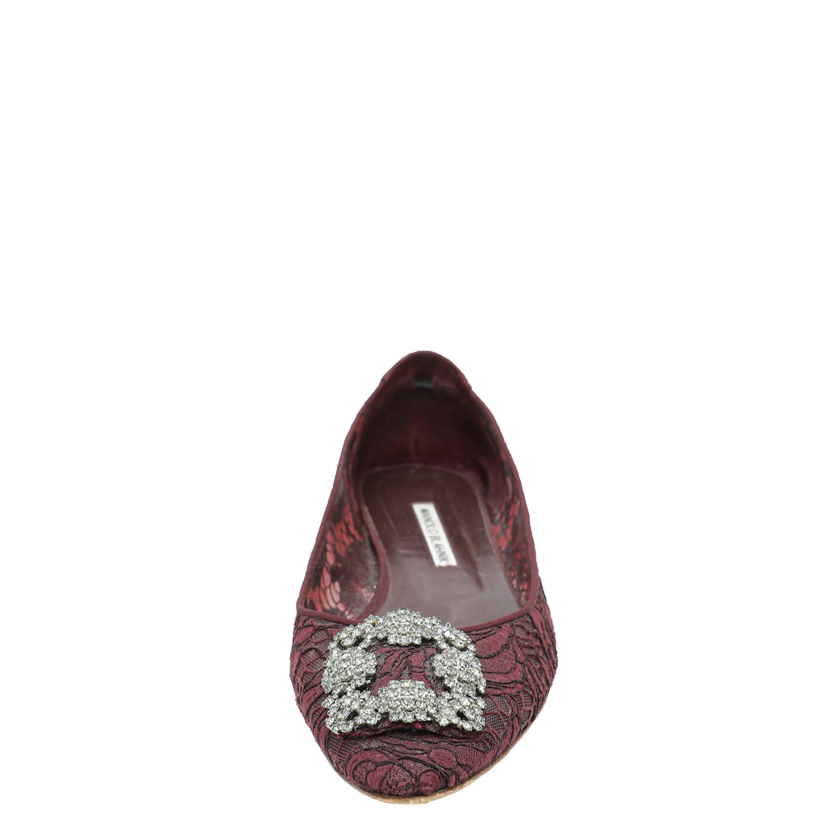 Manolo Blahnik Burgundy Hangisi Lace Flat Ballerina 41-Manolo Blahnik-THE CLOSET