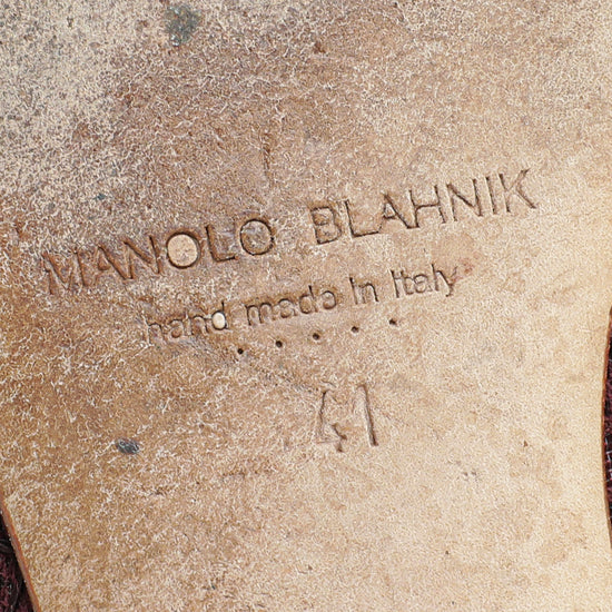Manolo Blahnik Burgundy Hangisi Lace Flat Ballerina 41