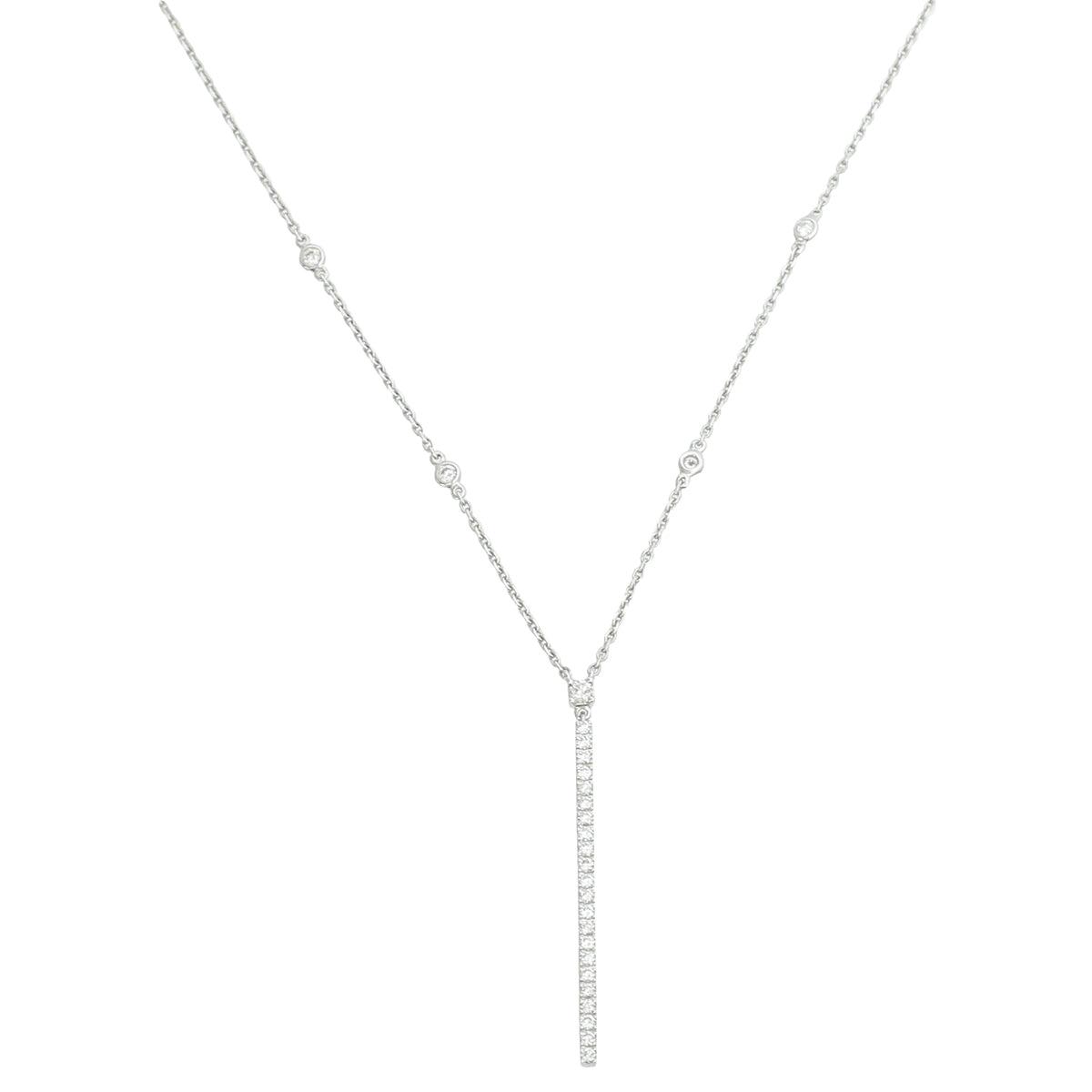 Messika 18K White Gold Diamonds Gatsky Barrette Vertical Pendant Necklace-Messika-THE CLOSET