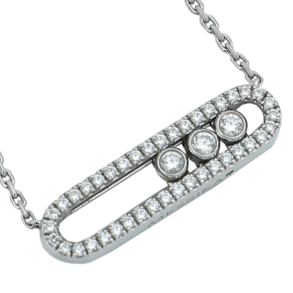 Messika 18K White Gold Pavé Diamond Baby Move Necklace-Messika-THE CLOSET