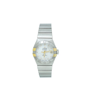 Omega 18K Yellow Gold ST.ST MOP Diamond Constellation Co-Axial Chronometer 27mm Automatic Watch