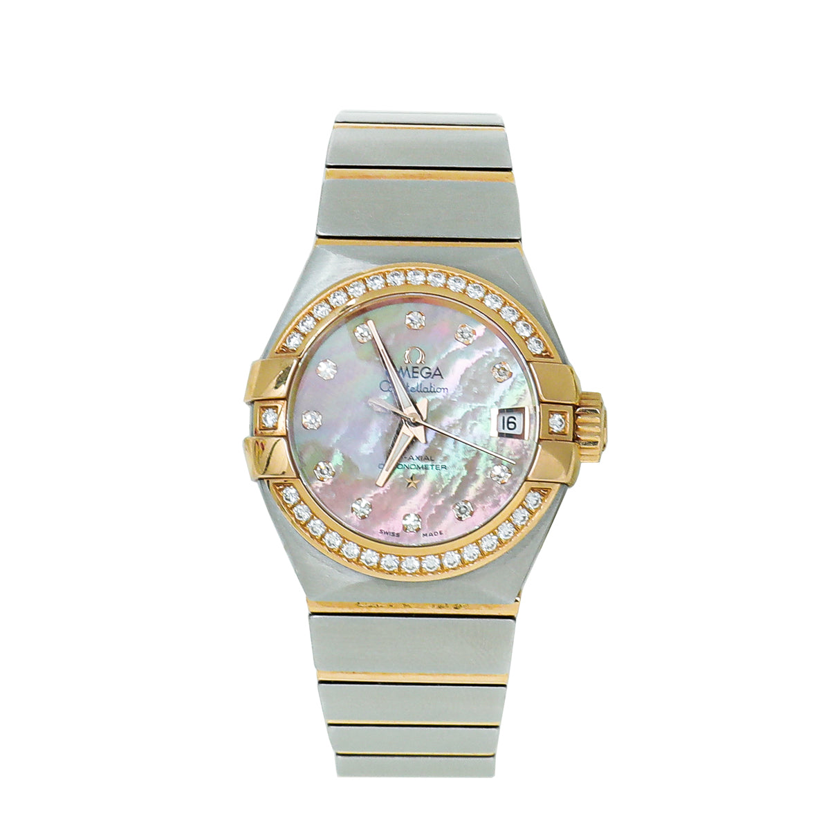 Omega ST.ST Yellow Gold Constellation Co-Axial Chronometer w/MOP & Diamond Watch-Omega-THE CLOSET