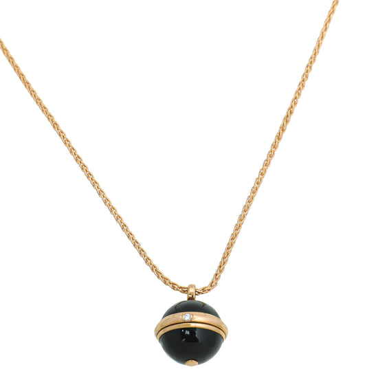 Piaget 18K Rose Gold Onyx Diamond Possession Pendant Necklace
