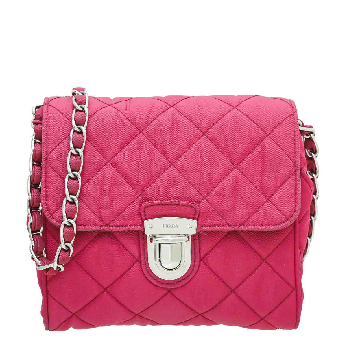 Prada Fuchsia Tessuto Impuntu Flap Chain Bag-Prada-THE CLOSET