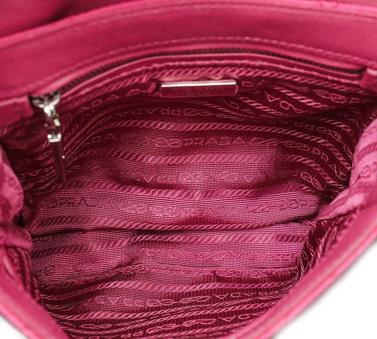 Prada Fuchsia Tessuto Impuntu Flap Chain Bag