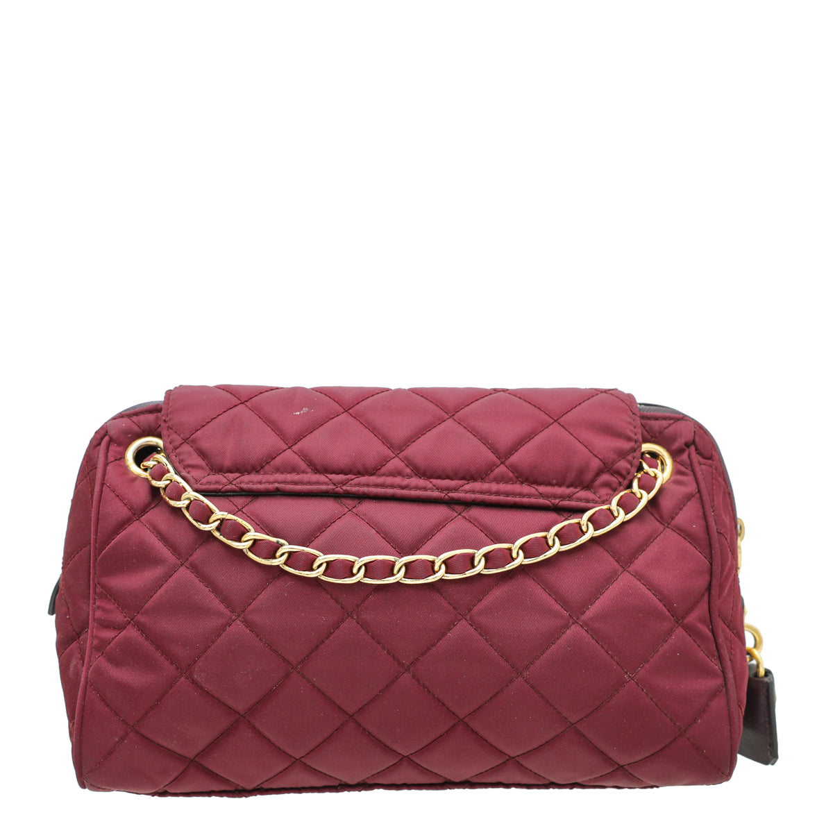 Prada Burgundy Tessuto Impuntu Bowling Flap Bag-Prada-THE CLOSET