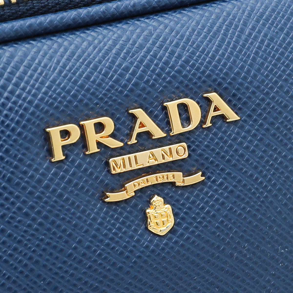 Prada Blue White Embroidered Drill Top Handle | myGemma | Item #129577