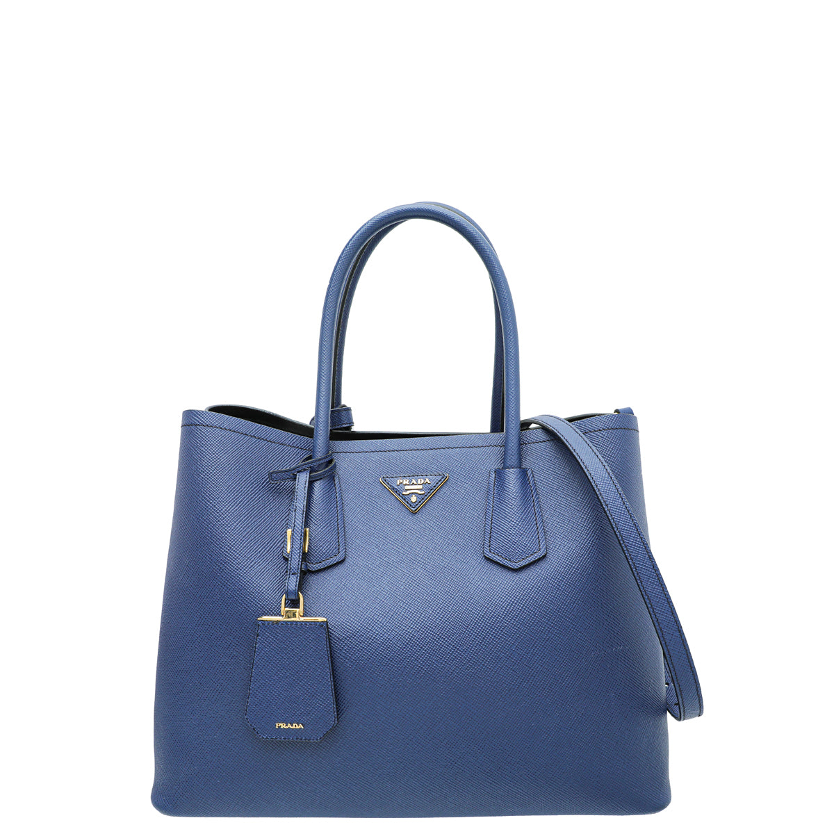 Prada Blue Cuir Double Large Bag