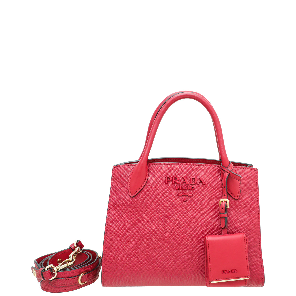 Prada Red Lux Monochrome Small Tote Bag