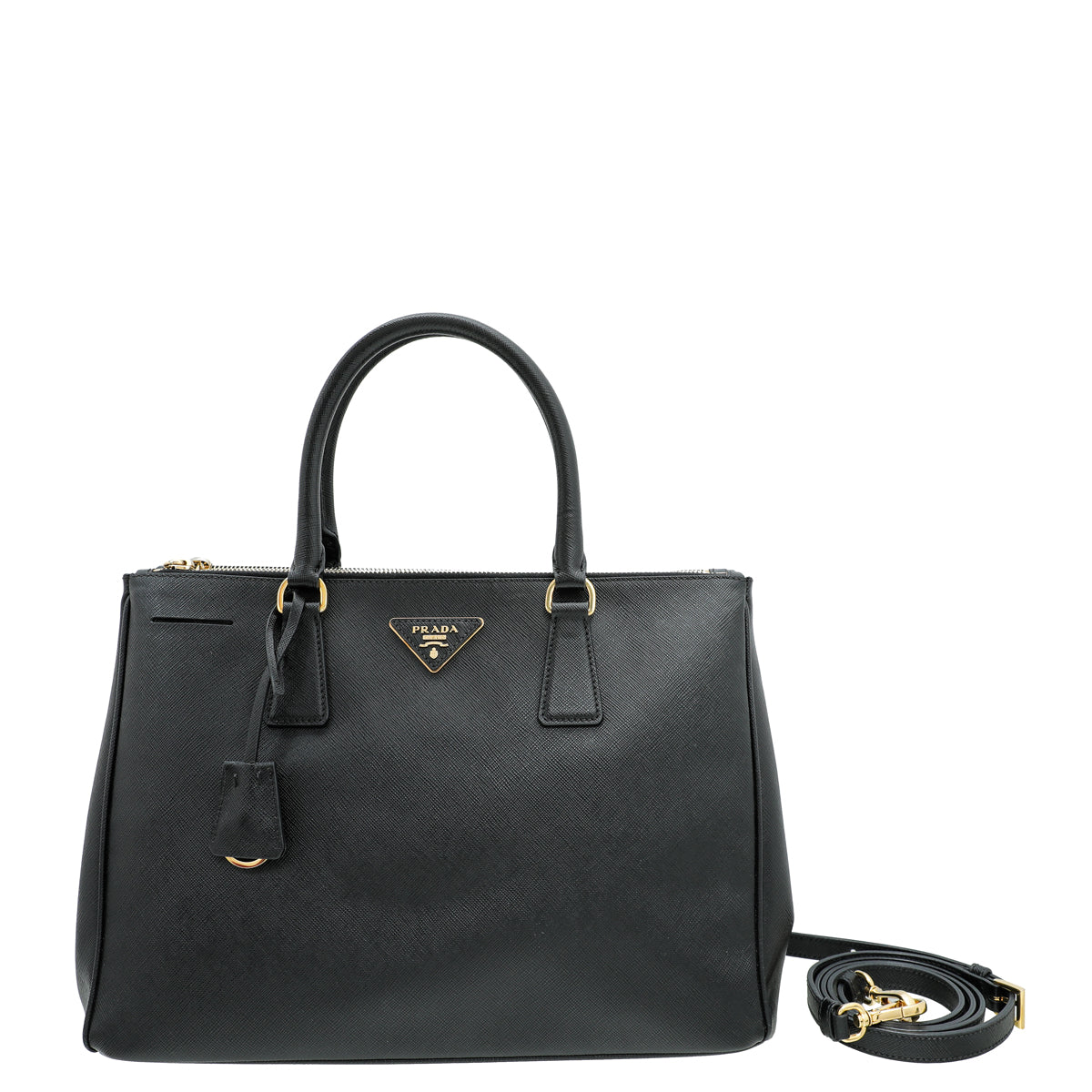 Prada Black Saffiano Leather Small Galleria Double Zip Tote Bag