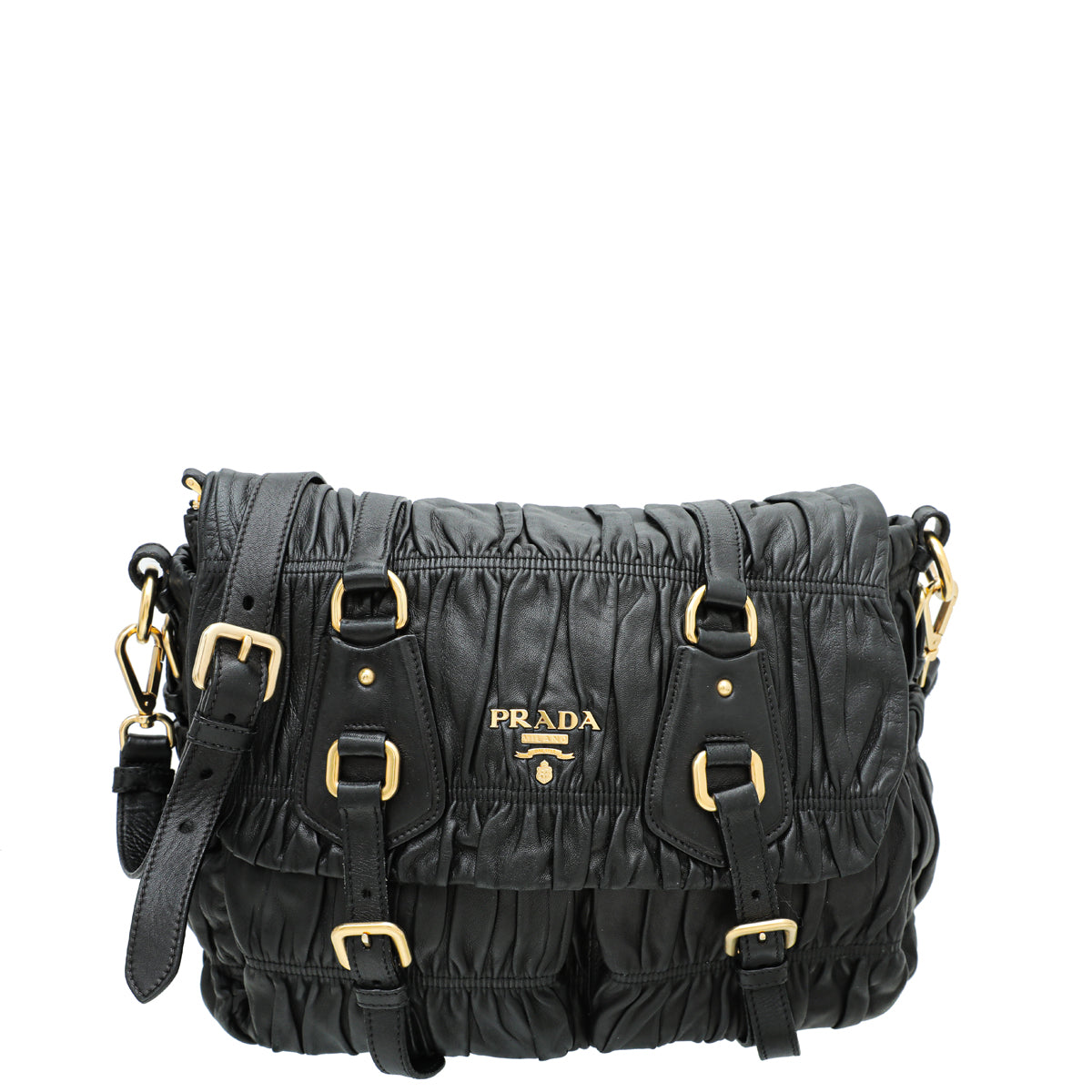 Prada Black Nappa Gaufre Messenger Bag-Prada-THE CLOSET