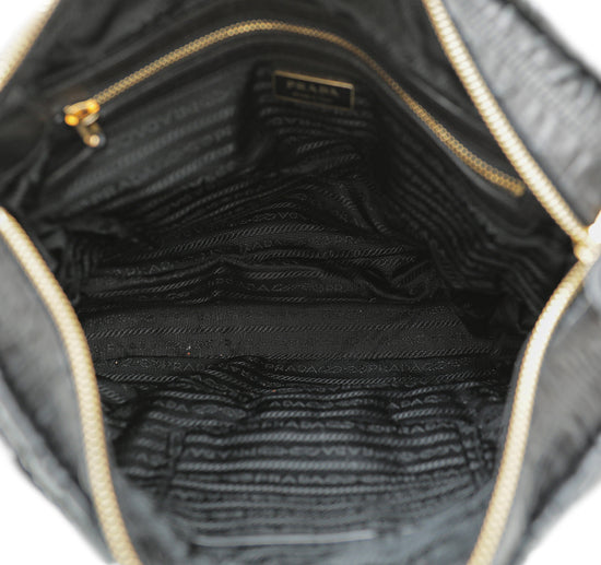 Prada Black Nappa Gaufre Leather Messenger Bag - Yoogi's Closet