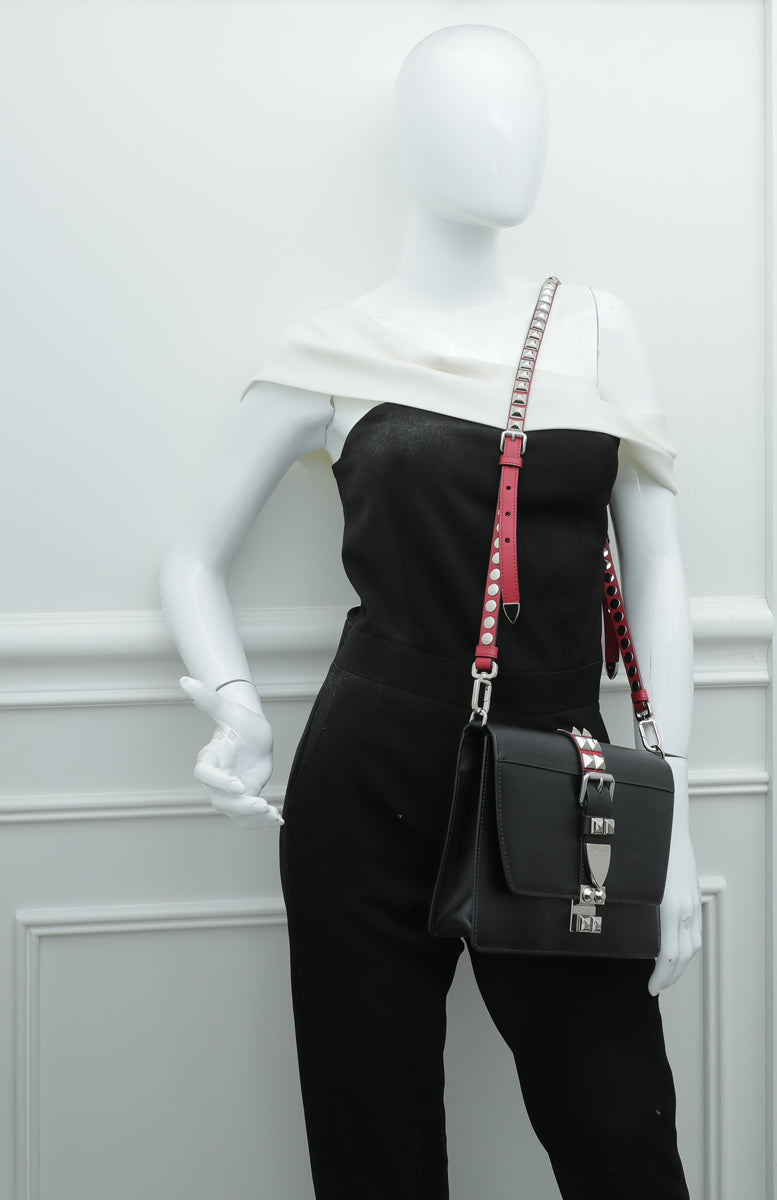 Prada Bicolor Studded Elektra Crossbody Bag