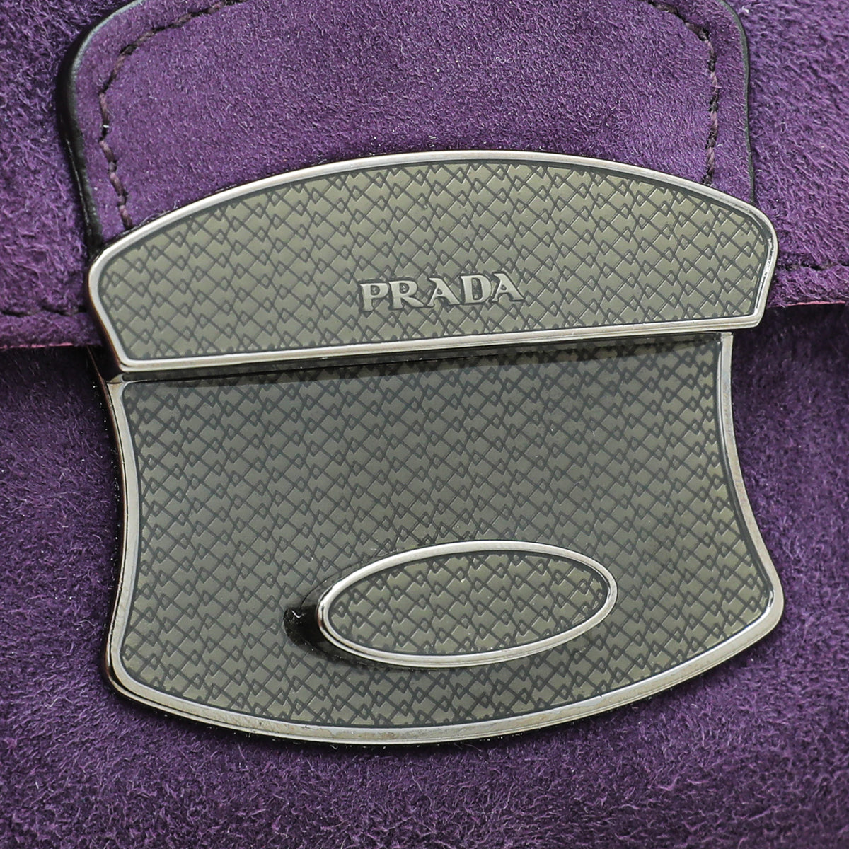 Prada Purple Camoscio Metal Flap Chain Bag