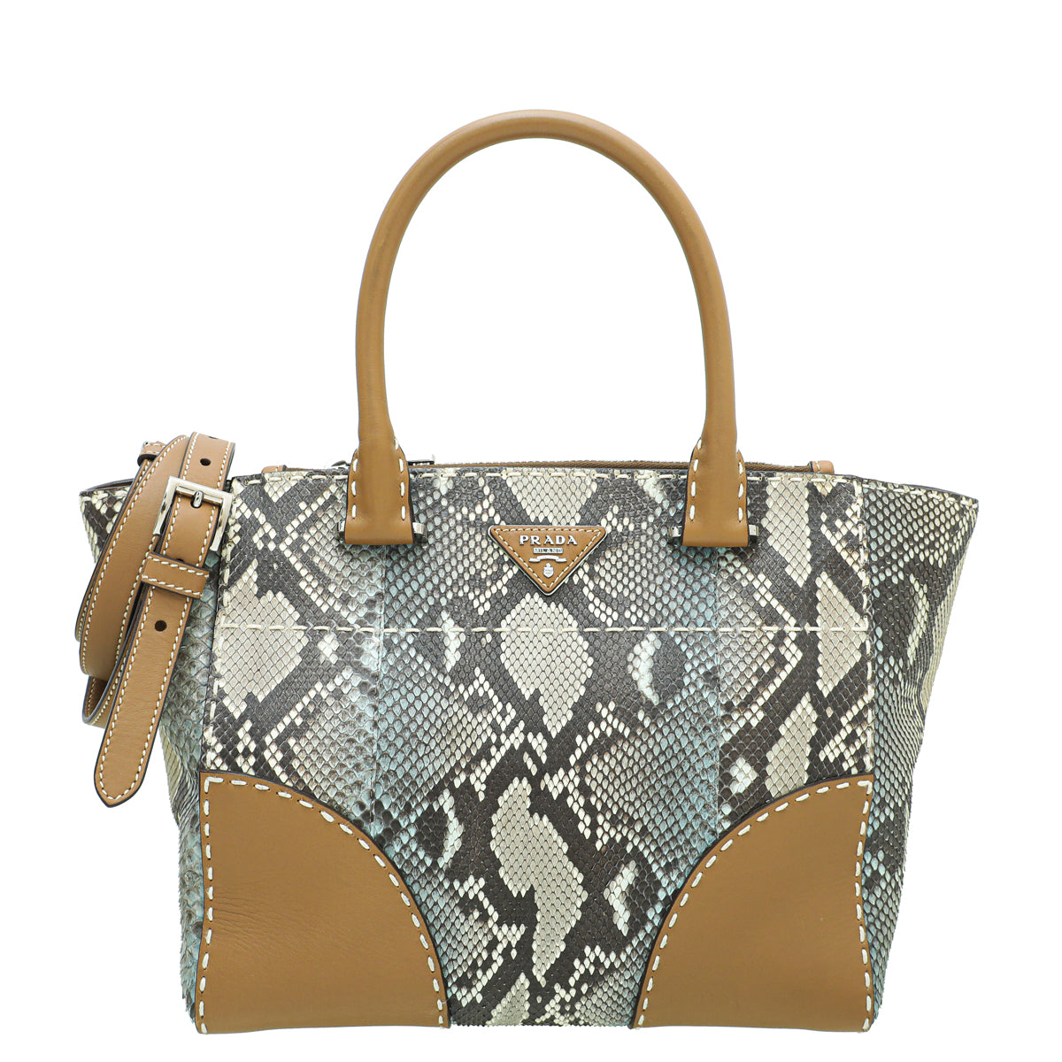 Prada Brown Calf Python Twin Bag-Prada-THE CLOSET