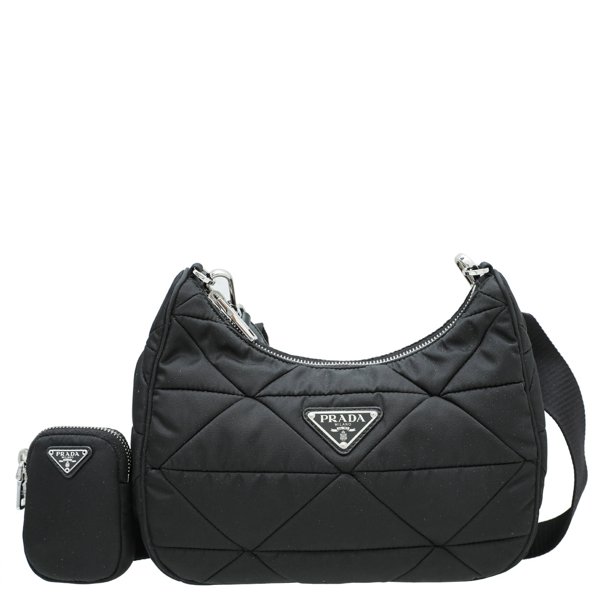 Prada Re-Nylon Tessuto Quilted Puffer Crossbody Bag - Black