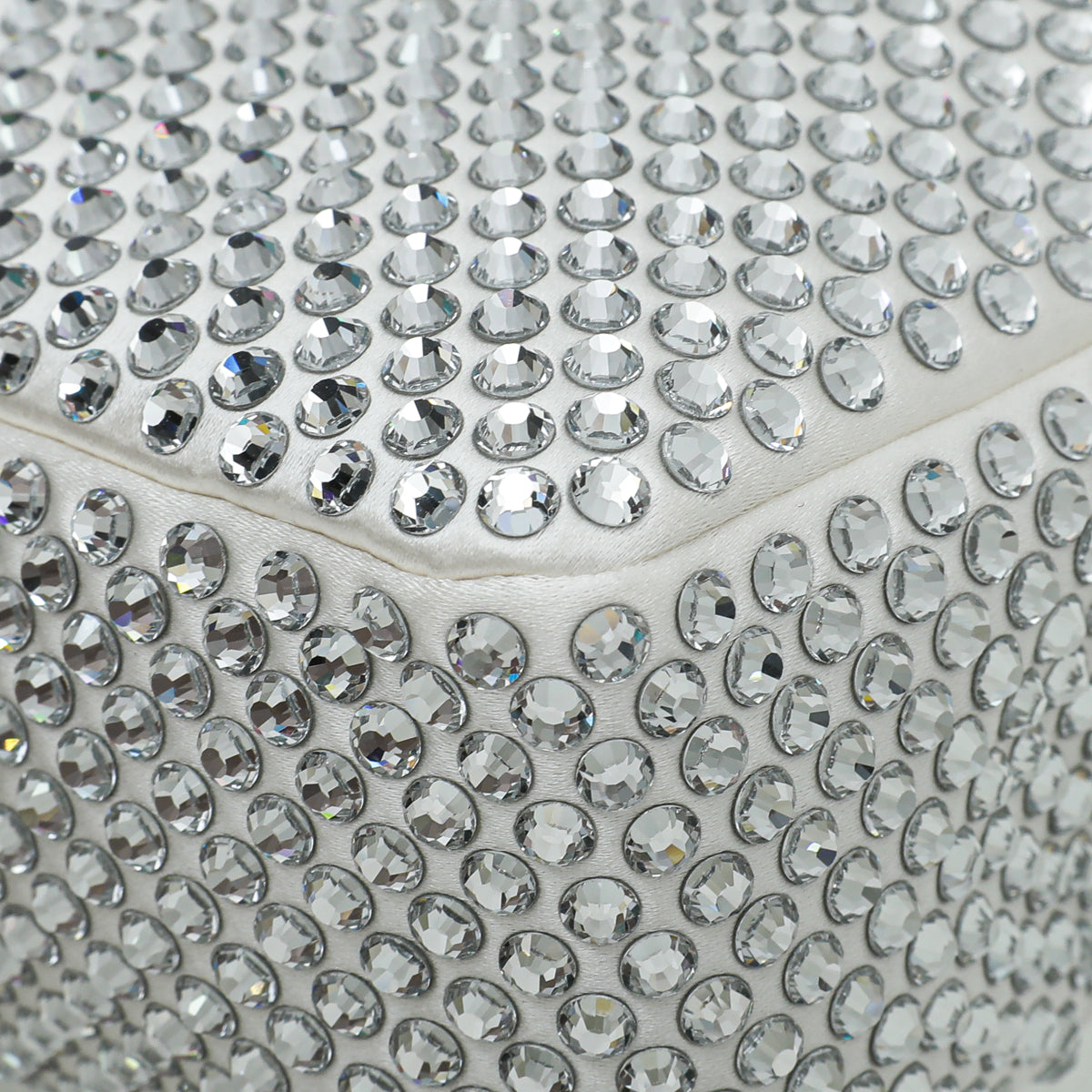 Prada White Satin Re-Edition 2000 Mini Bag w/Artificial Crystal