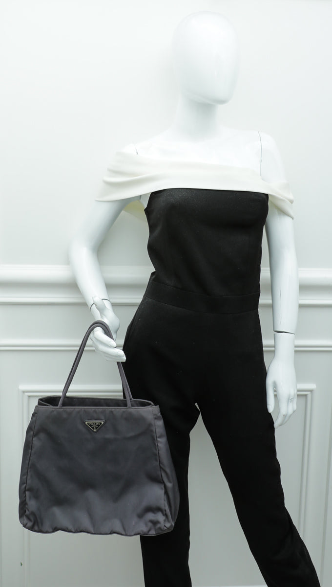 Prada Grey Tessuto City Tote Bag – THE CLOSET Prada Grey Tessuto City Tote Bag – THE CLOSET