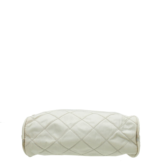Prada Cream Stitch Box Nylon Quilted Cosmetic Pouch