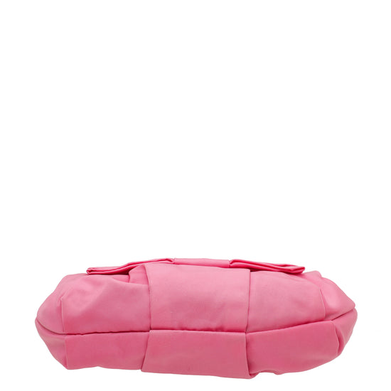 Prada Pink Logo Nylon Bow Small Pouch