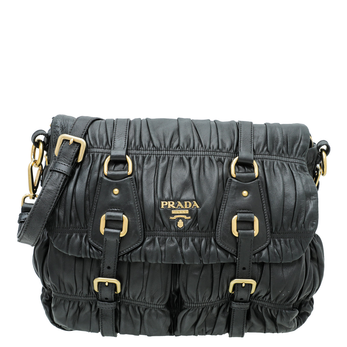 Prada Black Nappa Gaufre Messenger Large Bag-Prada-THE CLOSET