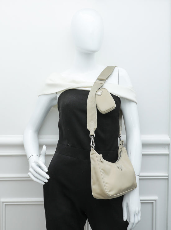 Prada Re-Edition 2005 Re-Nylon Shoulder Bag Beige