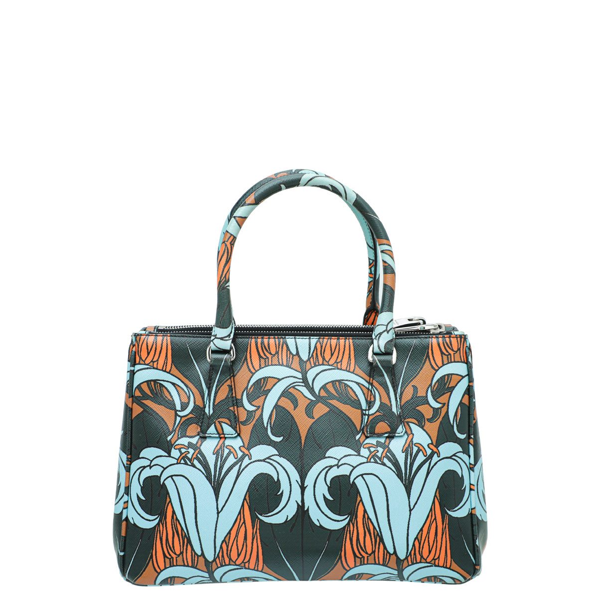 Prada Forest Green Multicolor Lily Printed Galleria Medium Bag-Prada-THE CLOSET