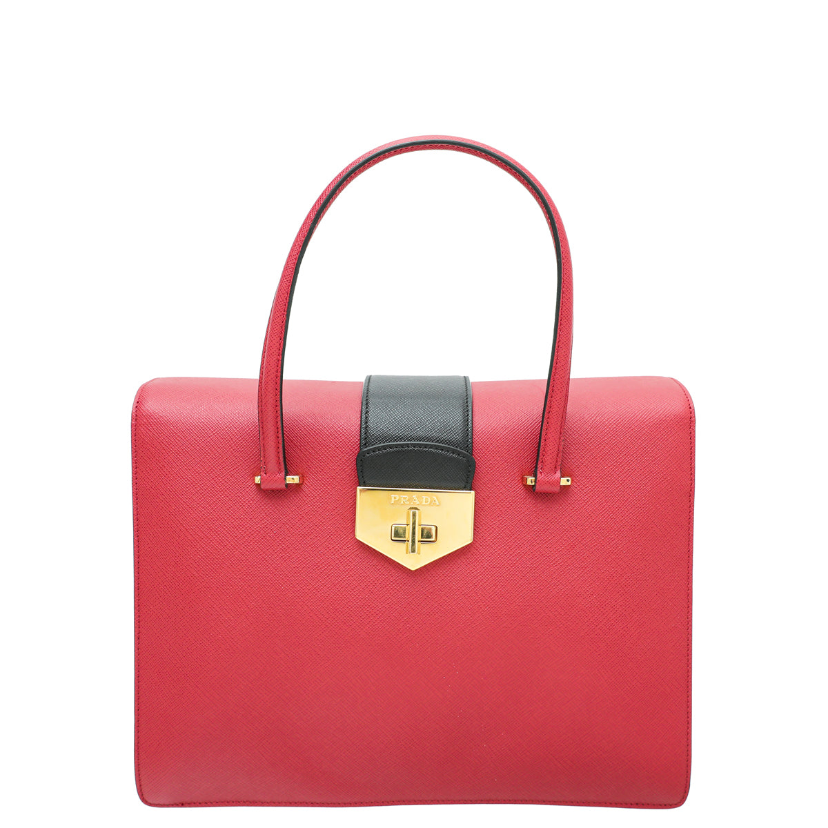 Prada Tricolor Turn Lock Top Handle Tote Bag-Prada-THE CLOSET