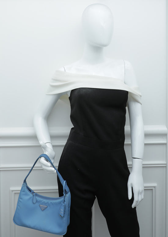 Prada Re-Edition Nylon Mini Shoulder Bag Periwinkle Blue in Nylon