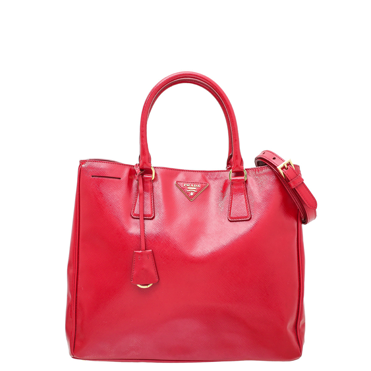 Prada Red Vernice Vertical Tote Bag-Prada-THE CLOSET
