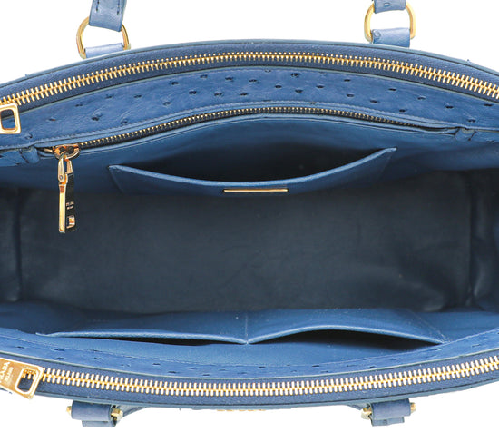Prada Blue Ostrich Galleria Medium Bag