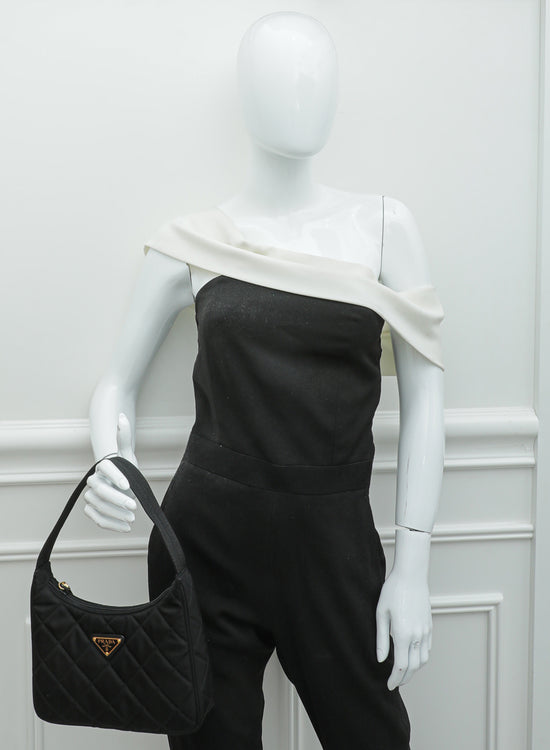 PRADA Nylon Mini Pochette Shoulder Bag in Nero Mini Hobo