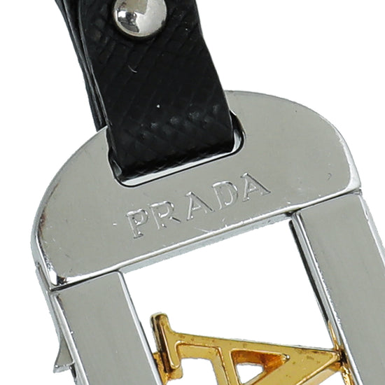 Prada 2 Tone Letter Move Metal Keychain