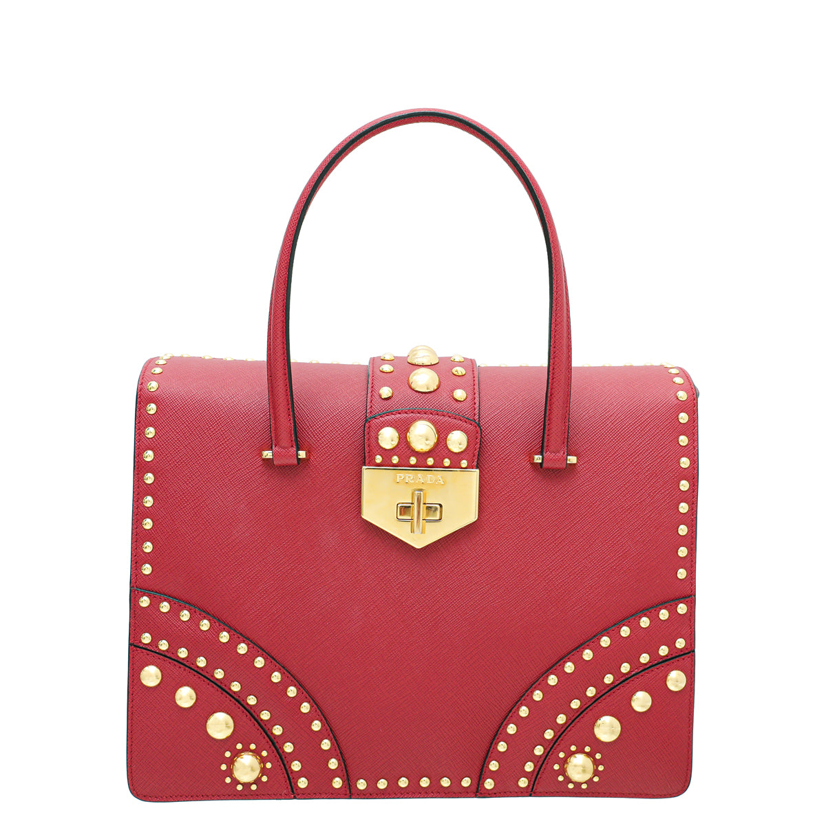 Prada Fuoco Lux Studded Handle Bag-Prada-THE CLOSET