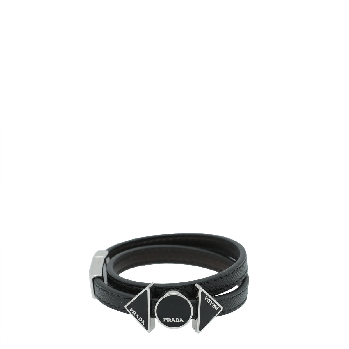 Prada Black with Triangle & Round Details Small Bracelet-Prada-THE CLOSET