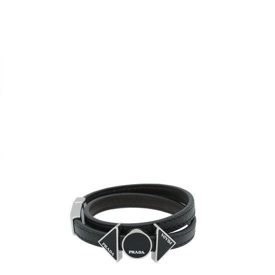 Prada Black with Triangle & Round Details Small Bracelet