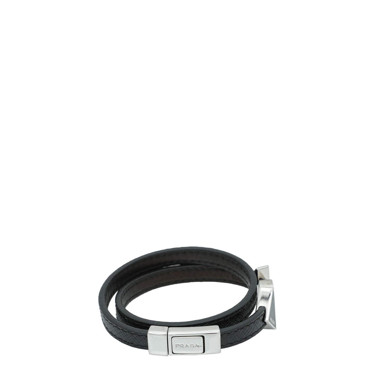 Prada Black with Triangle & Round Details Small Bracelet-Prada-THE CLOSET