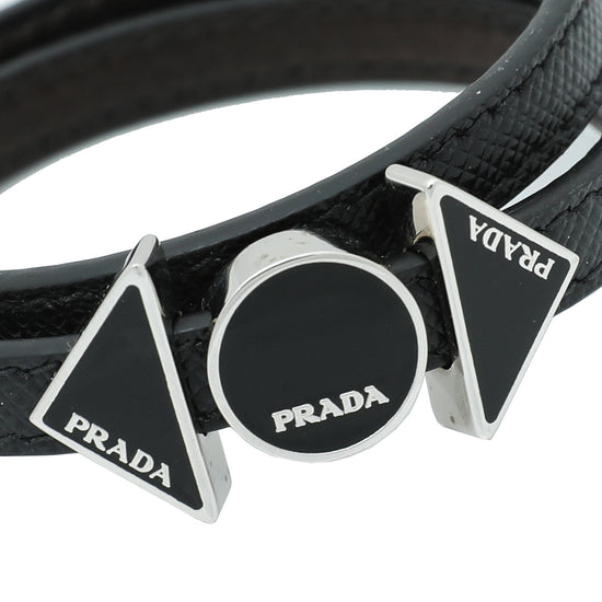 Prada Black with Triangle & Round Details Small Bracelet