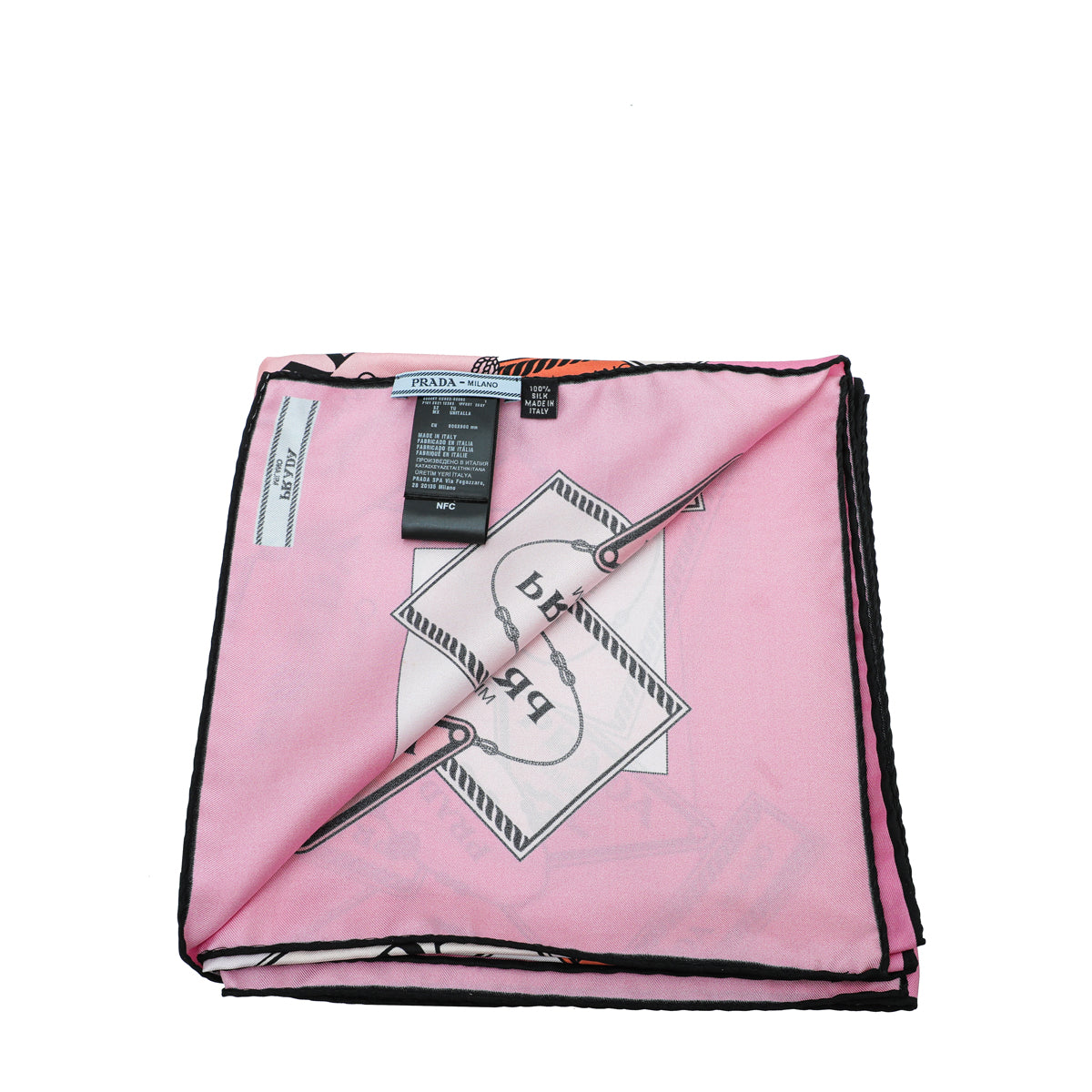 Load image into Gallery viewer, Prada Rosa Multicolor Printed Logo Silk Scarf
